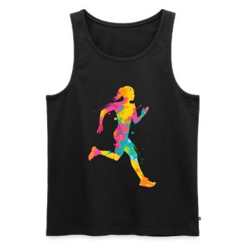 Courir Jogging coloré Femmes Enfants Filles Coureur - Débardeur bio Premium Homme - noir - Devant - Michal (187cm)