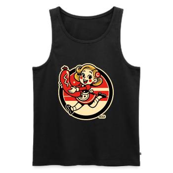 Retro Sausage Snack Girl - Männer Premium Bio Tank Top - Schwarz - Vorne - AI Model Male 178 light (178cm)
