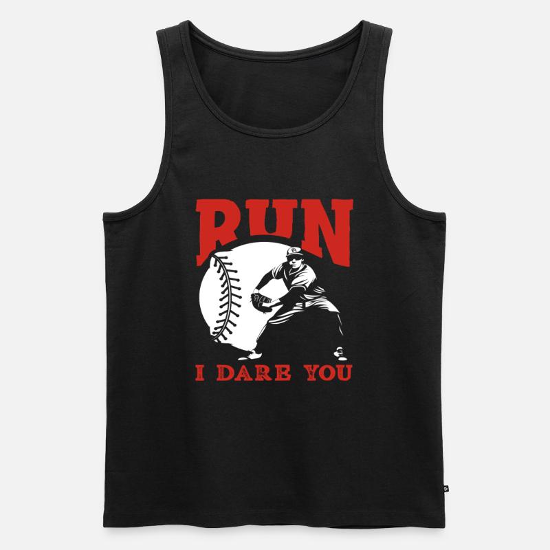 Lauf doch Baseball Catcher Spruch - Männer Premium Bio Tank Top - Schwarz