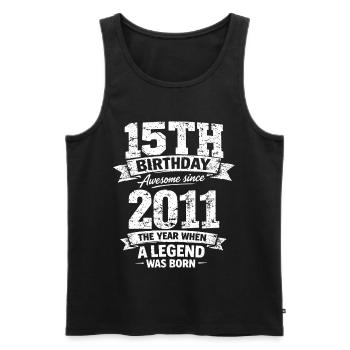 15e anniversaire 2011 Légende Vintage Design - Débardeur bio Premium Homme - noir - Devant - Michal (187cm)
