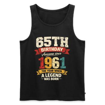 65 Year Old Birthday Legend 1961 - Vintage - Men's Premium Organic Tank Top - black - Front - AI Model Male 178 light (178cm)