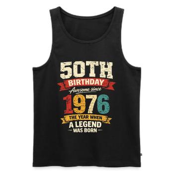 50 Years Anniversary Legend 1976 - Vintage - Men's Premium Organic Tank Top - black - Front - AI Model Male 178 light (178cm)