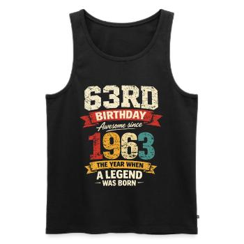 63 Jahre alte Geburtstagslegende 1963 – Vintage - Männer Premium Bio Tank Top - Schwarz - Vorne - AI Model Male 178 light (178cm)