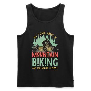 MTB Dad Spruch – All I Care About Biking and maybe - Männer Premium Bio Tank Top - Schwarz - Vorne - AI Model Male 178 light (178cm)