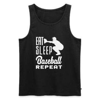 Receveur répété de Eat Sleep Baseball - Débardeur bio Premium Homme - noir - Devant - Michal (187cm)