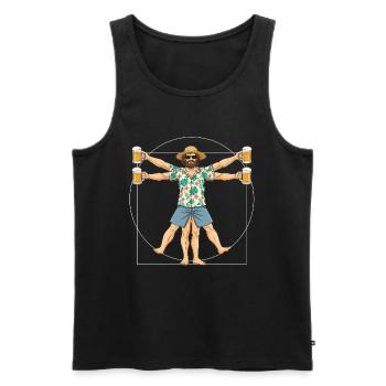 Bière Vitruvian Man - Débardeur bio Premium Homme - noir - Devant - Michal (187cm)