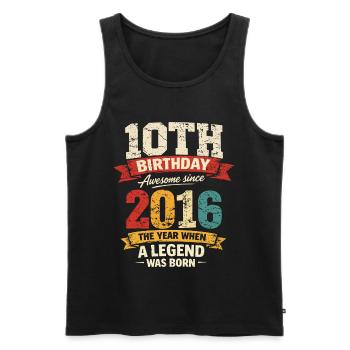 10 Ans Anniversaire Légende 2016 - Vintage - Débardeur bio Premium Homme - noir - Devant - AI Model Male 178 light (178cm)