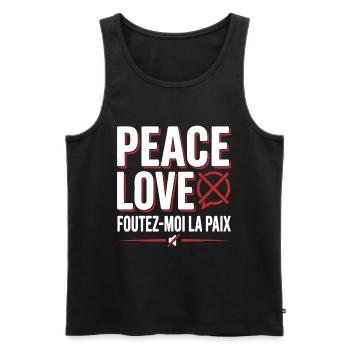 Paix et Amour Foutez-Moi La Paix - Débardeur bio Premium Homme - noir - Devant - Michal (187cm)