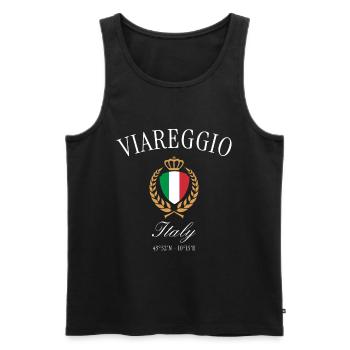 Couronne d’armoiries de Viareggio Italie – Souvenir de voyage - Débardeur bio Premium Homme - noir - Devant - AI Model Male 178 light (178cm)