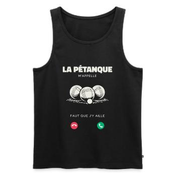 La Pétanque M’Appelle Faut Que J’Y Aille Humour - Débardeur bio Premium Homme - noir - Devant - Michal (187cm)