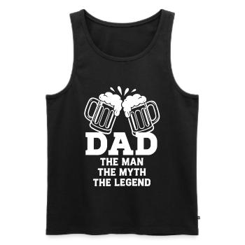 PAPA L’HOMME LE MYTHE LA LÉGENDE Emblème de la bière - Débardeur bio Premium Homme - noir - Devant - Michal (187cm)