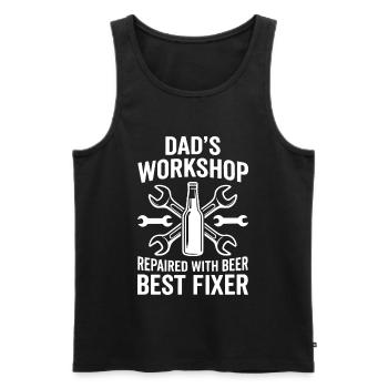 DADS WORKSHOP REPAIRED WITH BEER BEST FIXER Profi - Männer Premium Bio Tank Top - Schwarz - Vorne - Michal (187cm)