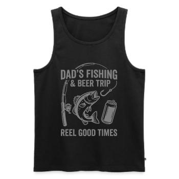 DADS FISHING AND BEER TRIP REEL GOOD TIMES - Men's Premium Organic Tank Top - black - Front - AI Model Male 178 light (178cm)