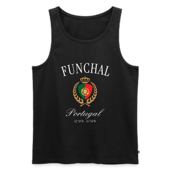 Funchal Portugal Wappen Krone – Reise Souvenir - Männer Premium Bio Tank Top - Schwarz - Vorne - Michal (187cm)