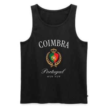 Coimbra Portugal Wappen Krone – Reise Souvenir - Männer Premium Bio Tank Top - Schwarz - Vorne - Michal (187cm)