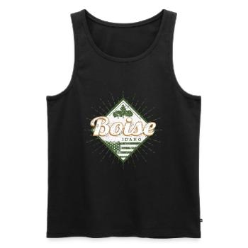 Boise City, Idaho, United States, Vintage USA - Men's Premium Organic Tank Top - black - Front - AI Model Male 178 light (178cm)