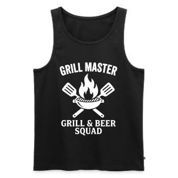GRILL MASTER GRILL & BEER SQUAD BBQ Profi - Männer Premium Bio Tank Top - Schwarz - Vorne - AI Model Male 178 light (178cm)