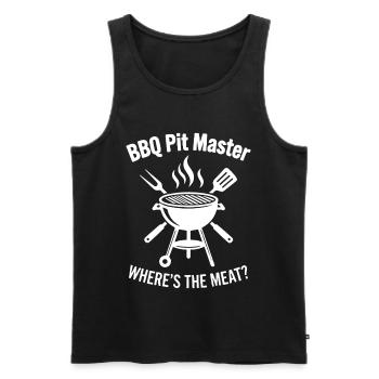 BBQ PIT MASTER WHERE’S THE MEAT Grill Grafik - Männer Premium Bio Tank Top - Schwarz - Vorne - AI Model Male 178 light (178cm)
