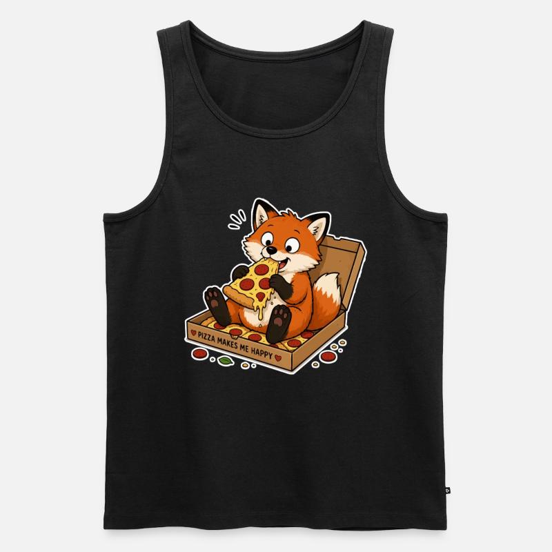 Pizza Fuchs Glück - Männer Premium Bio Tank Top - Schwarz