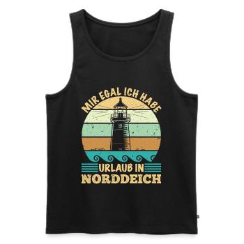 Nordsee MIR EGAL HABE URLAUB IN NORDDEICH Lustig - Männer Premium Bio Tank Top - Schwarz - Vorne - Michal (187cm)
