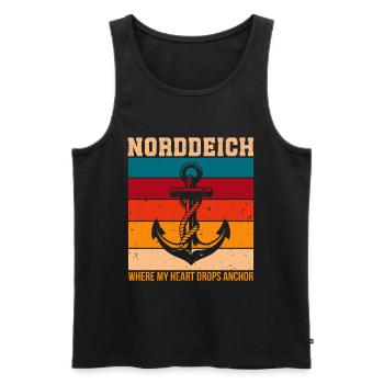 NORDDEICH WO MEIN HERZ VERANKERT IST Lustig - Männer Premium Bio Tank Top - Schwarz - Vorne - AI Model Male 178 light (178cm)
