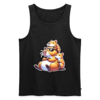 Capybara Papa - Männer Premium Bio Tank Top - Schwarz - Vorne - Michal (187cm)