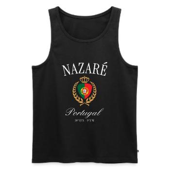 Nazaré Portugal Wappen Krone – Reise Souvenir - Männer Premium Bio Tank Top - Schwarz - Vorne - Michal (187cm)