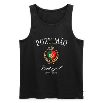 Portimão Portugal Wappen Krone – Reise Souvenir - Männer Premium Bio Tank Top - Schwarz - Vorne - Michal (187cm)