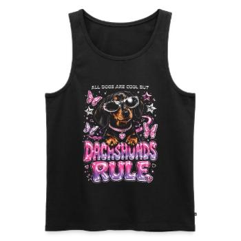 Tous les chiens sont cool mais les teckels dominent - Débardeur bio Premium Homme - noir - Devant - AI Model Male 178 light (178cm)