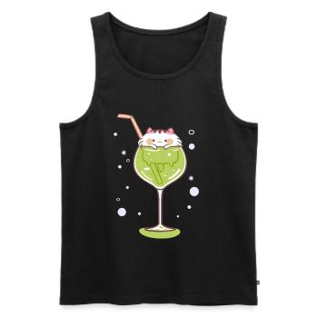 Gin cat ginglass kitty drink celebrate party - Men's Premium Organic Tank Top - black - Front - Michal (187cm)