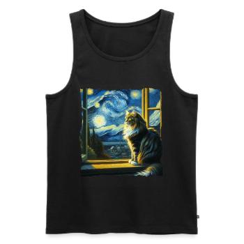 Maine Coon Starry Night - Men's Premium Organic Tank Top - black - Front - Michal (187cm)