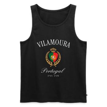 Vilamoura Portugal Wappen Krone – Reise Souvenir - Männer Premium Bio Tank Top - Schwarz - Vorne - Michal (187cm)