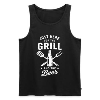 JUSTE ICI POUR LE GRILL ET LE Beer Grillmeister - Débardeur bio Premium Homme - noir - Devant - Michal (187cm)