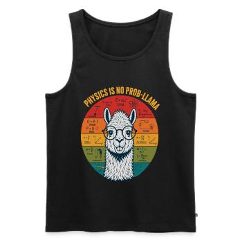 Physics Is No Prob-Llama Physics Teacher Shirt - Men's Premium Organic Tank Top - black - Front - AI Model Male 178 light (178cm)