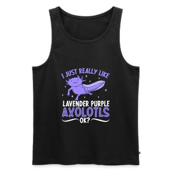 J’adore mon Axolotl Lavande Violet - Débardeur bio Premium Homme - noir - Devant - AI Model Male 178 light (178cm)