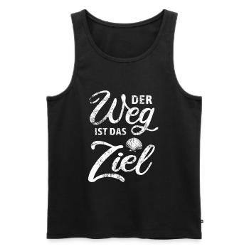 Der Weg ist das Ziel - Camino - Jakobsweg - Pilger - Männer Premium Bio Tank Top - Schwarz - Vorne - Michal (187cm)