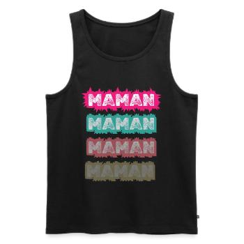 Maman Vintage Coloré – Design Pop Rétro pour Mère - Débardeur bio Premium Homme - noir - Devant - Michal (187cm)