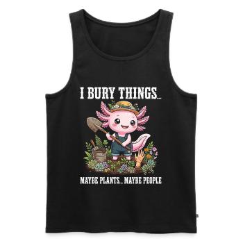 Ich vergrabe Dinge, vielleicht pflanze ich Axolotl - Männer Premium Bio Tank Top - Schwarz - Vorne - AI Model Male 178 light (178cm)