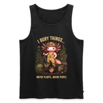 Ich vergrabe Dinge, vielleicht pflanze ich Axolotl - Männer Premium Bio Tank Top - Schwarz - Vorne - AI Model Male 178 light (178cm)
