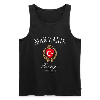 Marmaris Türkei Wappen Krone – Reise Souvenir - Männer Premium Bio Tank Top - Schwarz - Vorne - Michal (187cm)