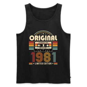45e anniversaire Gift Man cassette Best of 1981 - Débardeur bio Premium Homme - noir - Devant - Michal (187cm)