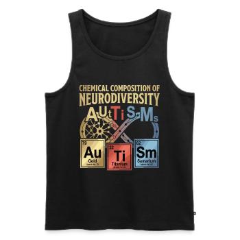 Tableau périodique de la chimie de l’autisme de la neurodiversité - Débardeur bio Premium Homme - noir - Devant - Michal (187cm)