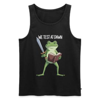 Dawn Test Froschschwert und Buch - Männer Premium Bio Tank Top - Schwarz - Vorne - AI Model Male 178 light (178cm)