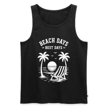 Journées à la plage Meilleures journées Vacances d’été au bord de la mer - Débardeur bio Premium Homme - noir - Devant - AI Model Male 178 light (178cm)