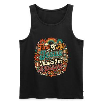 First Of All Jesus Thinks I'm A Delight - Men's Premium Organic Tank Top - black - Front - Michal (187cm)