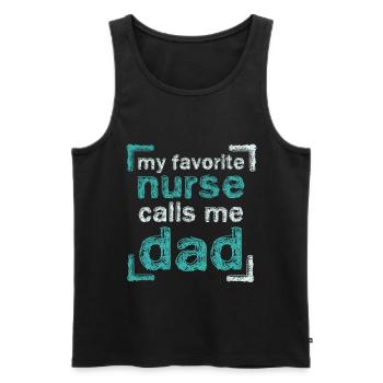 Proud dad of a nurse - Men's Premium Organic Tank Top - black - Front - Michal (187cm)