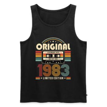 43e anniversaire Gift Man cassette Best of 1983 - Débardeur bio Premium Homme - noir - Devant - AI Model Male 178 light (178cm)