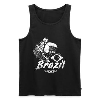 Brasilien Vintage Tukan mit Flagge und Samba Maske - Männer Premium Bio Tank Top - Schwarz - Vorne - Michal (187cm)
