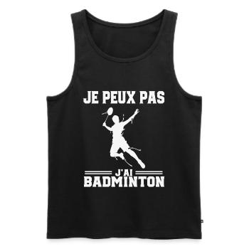 Je Peux Pas J’Ai Badminton - Débardeur bio Premium Homme - noir - Devant - AI Model Male 178 light (178cm)