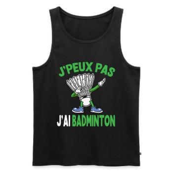 Je Peux Pas J’Ai Badminton - Débardeur bio Premium Homme - noir - Devant - AI Model Male 178 light (178cm)